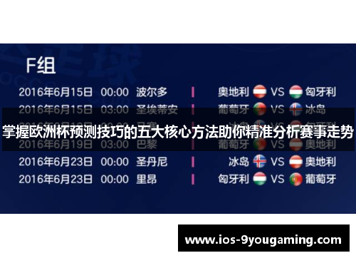 掌握欧洲杯预测技巧的五大核心方法助你精准分析赛事走势